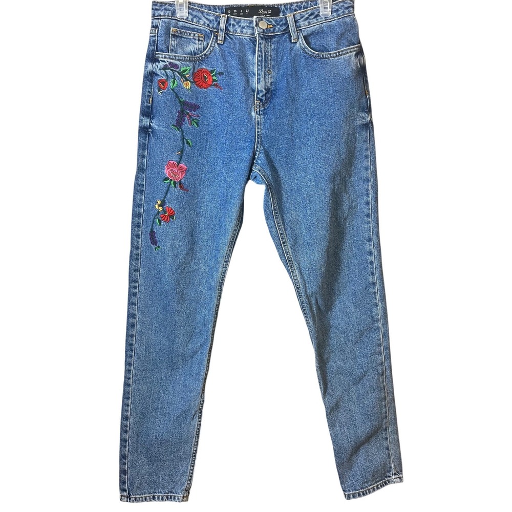 NWOT Vintage Denim Co. Floral Embroidered Denim Mom Jeans Size 6 Boho 90's Retro